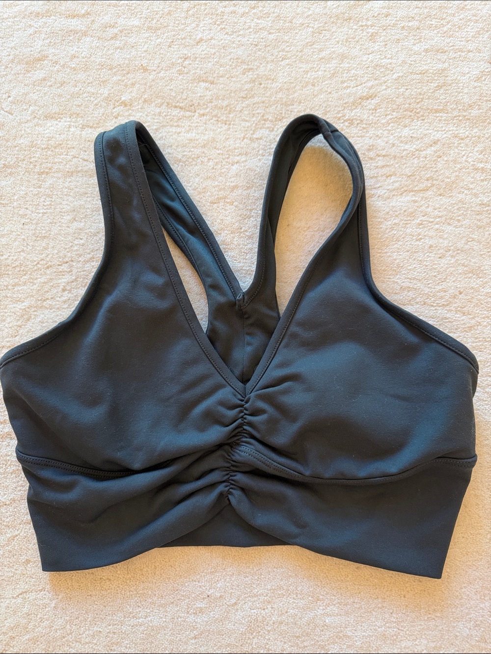 ALO Yoga green Ruched Front Padded Sports Bra
